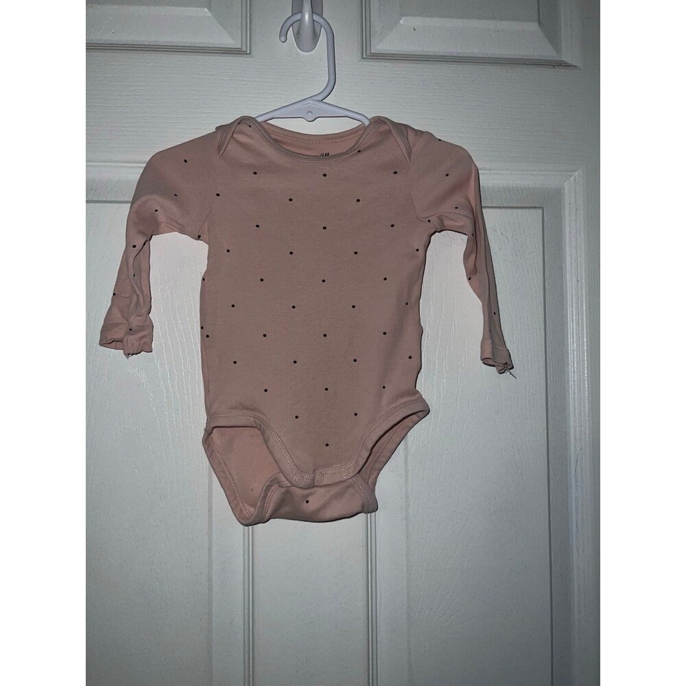 H&M Baby Girl Pink Polka Dot Long Sleeve Onesie